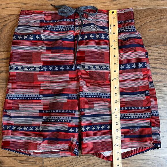 Speedo Swim Trunks Medium American Flag USA Patriotic Swimsuit Shorts - Picture 4 of 8
